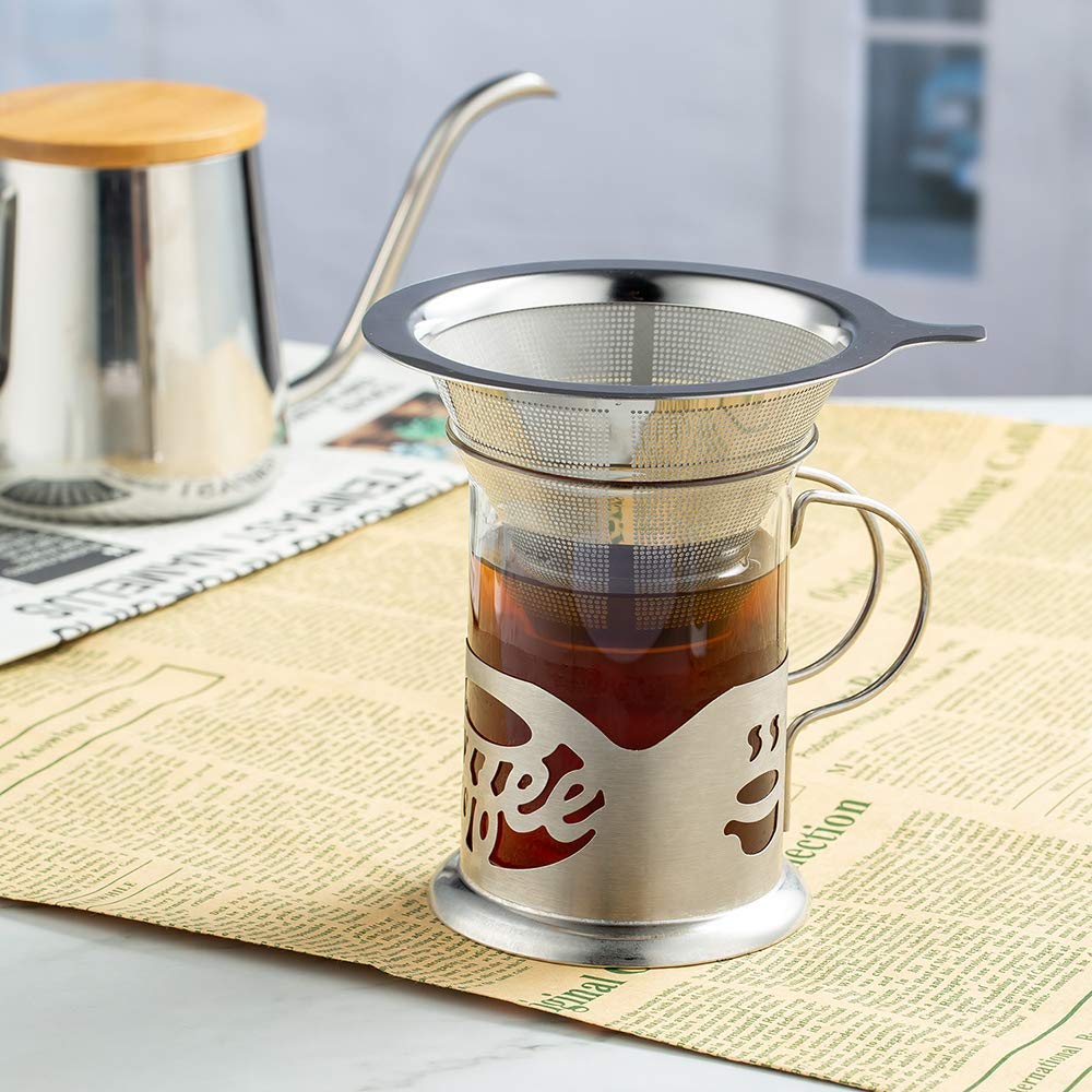 Verilux Pour Over Coffee Dripper for One to Two Cups with Stainless Steel Filter | 2PCS