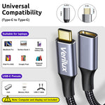 Verilux USB C Extension Cable 6.6 ft for Fast Charging and 10 Gbps Data | 3 in 1 Video Output