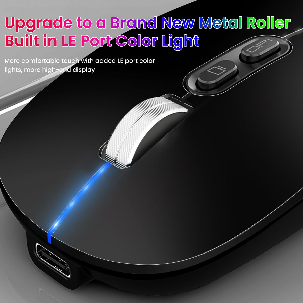 Verilux Wireless Mouse for Laptop featuring Dual Mode 2.4G and 5.1 Bluetooth | 1600DPI Rechargeable Ergonomic Black