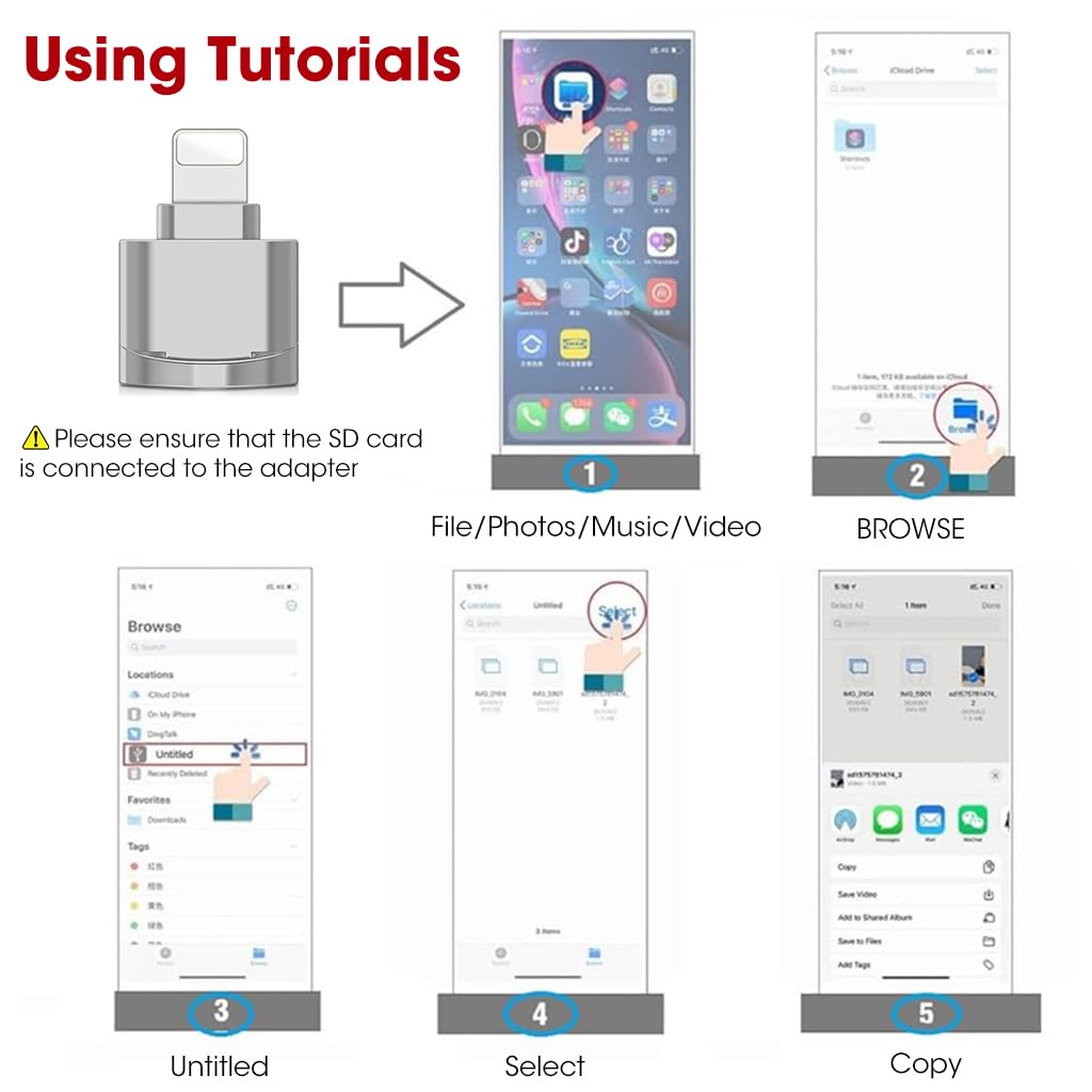 Verilux Micro SD Card Reader for iPhone and iPad with Plug and Play Function | TF Memory Card Access