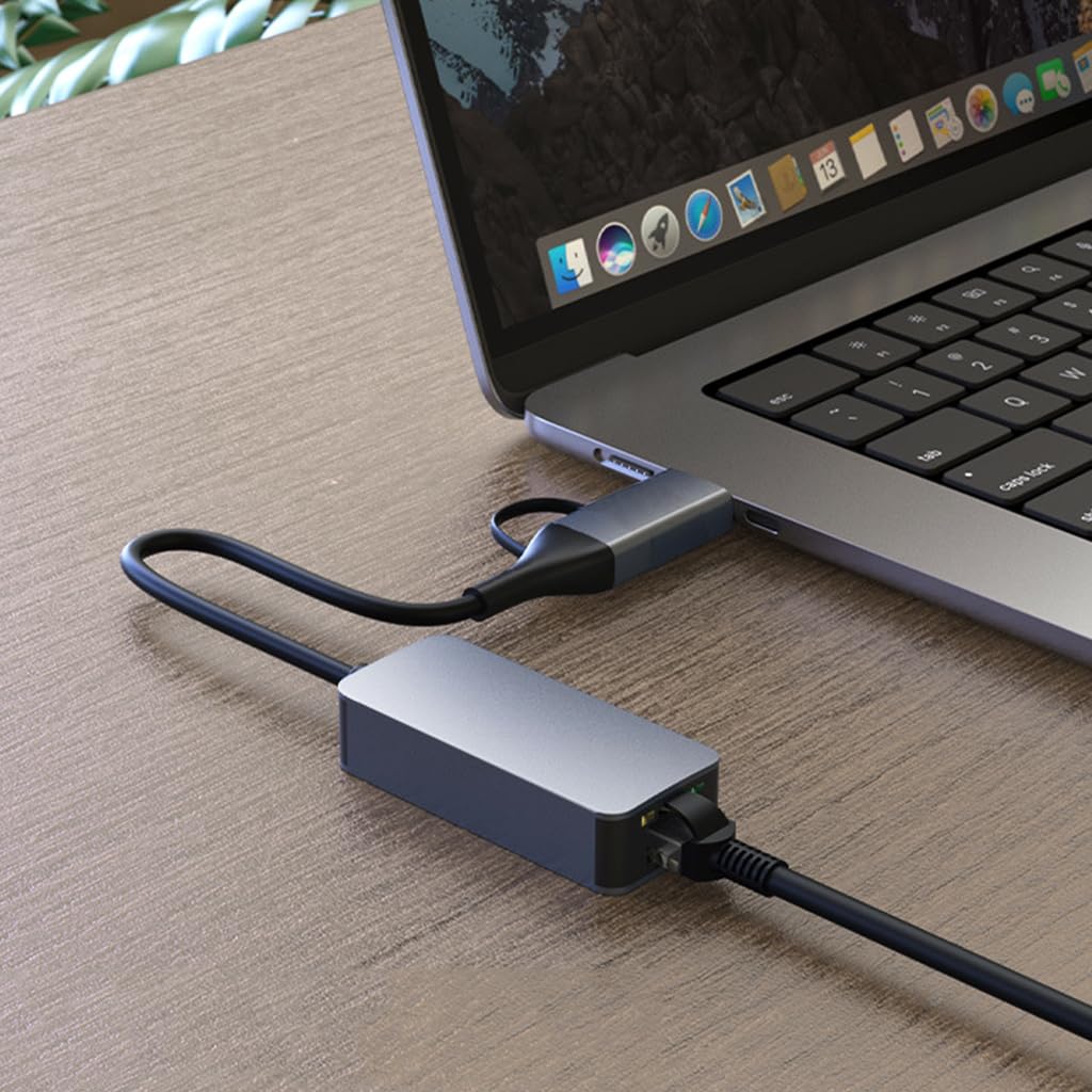 Verilux USB C to Ethernet Adapter with 2.5 Gbps Speed and USB A/C Dual Ports | Aluminum Design for Laptops and MacBooks