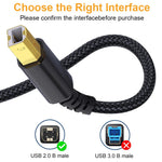 Verilux USB Printer Cable for HP Canon Epson with 6.6ft Length and Dual USB C & Type A | 480Mbps Data Transfer