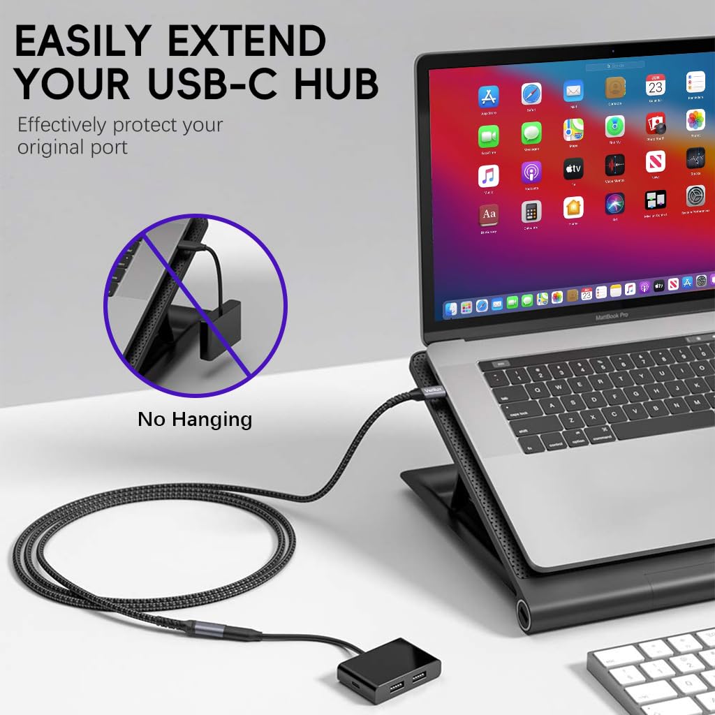 Verilux USB C Extension Cable 9.8 ft with 100W PD Fast Charging and 10Gbps Transfer | 4K Output