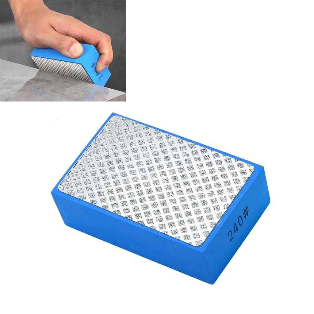 Serplex® 240 Grit Diamond Hand Polishing Pads Foam Backing Sanding Blocks with Foam Grip, Sanding Block Foam Backing Hand-Held Sanding Block for Ceramic Tile Glass Wood Marble Grinding