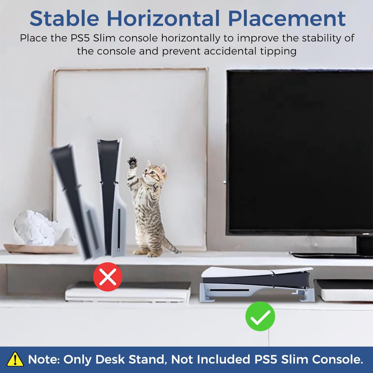 Verilux® esk Stand for PS5 Slim Console, Horizontal Stand for PS5 Slim Console, Anti-Slip Base Stand Accessories for Playstation 5 Slim Digital & Ultra-HD Edition Console, No PS5 Slim Digital Console
