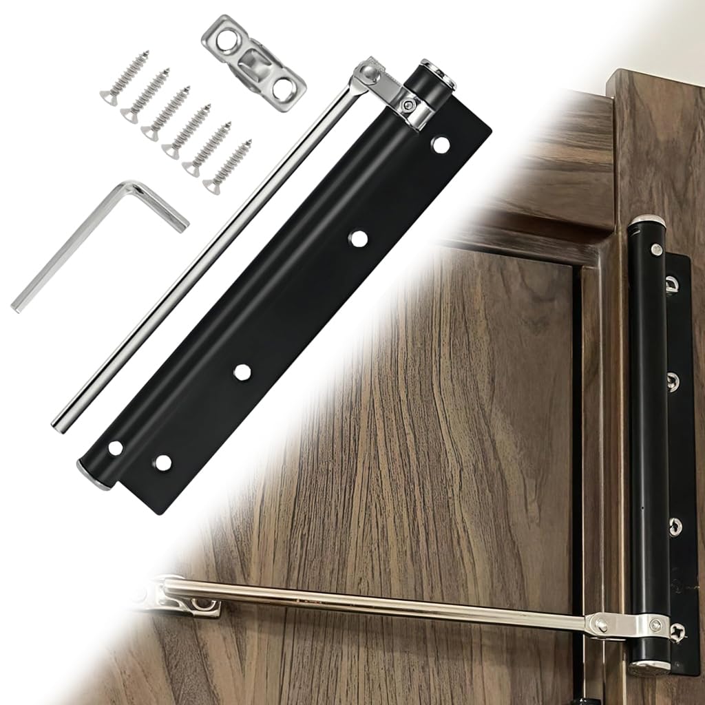 Serplex® Automatic Door Closer, Quiet Slow Closing Door, Adjustable Tension & Opening Limit, Stainless Steel Surface-Mounted Easy Door Closer, Universal Fit