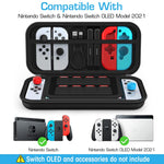 Verilux® Carrying Case for Switch Gamepad, Organizer Bag for Switch/Switch OLED with 8 Games Cartridges Slot 6 Button Cap Screen Protector, Anti-Scratch EVA Storage Bag for Switch