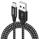Verilux Type C Cable for Fast Charging with 10ft Length and Nylon Braided Design | Black