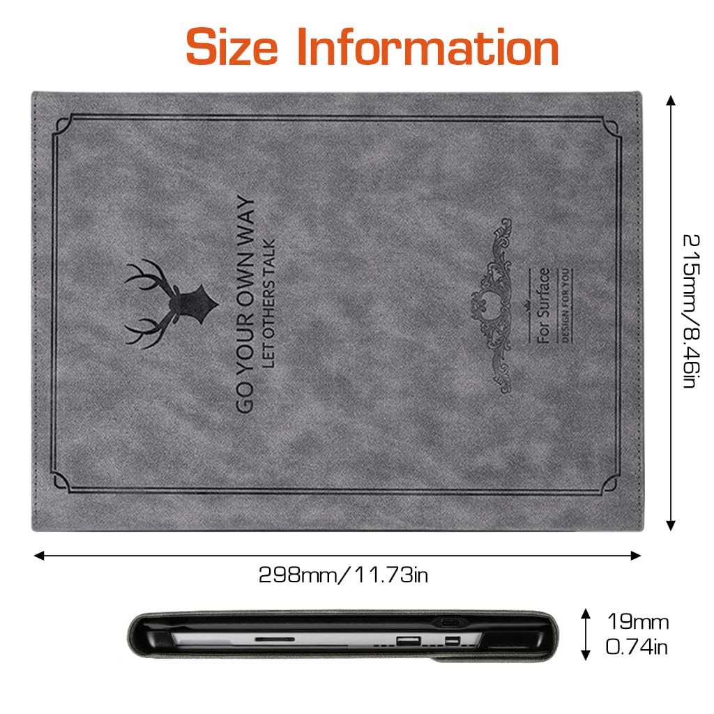 ZORBES® Tablet Cover for Surface Pro 9 Protective Surface Pro 9 PU Leather Case 2 in 1 Surface Pro 9 Table Case with Anti-Slip Lining & Stylus Pen Desing Fashion Embossing Cover for Surface Pro 9