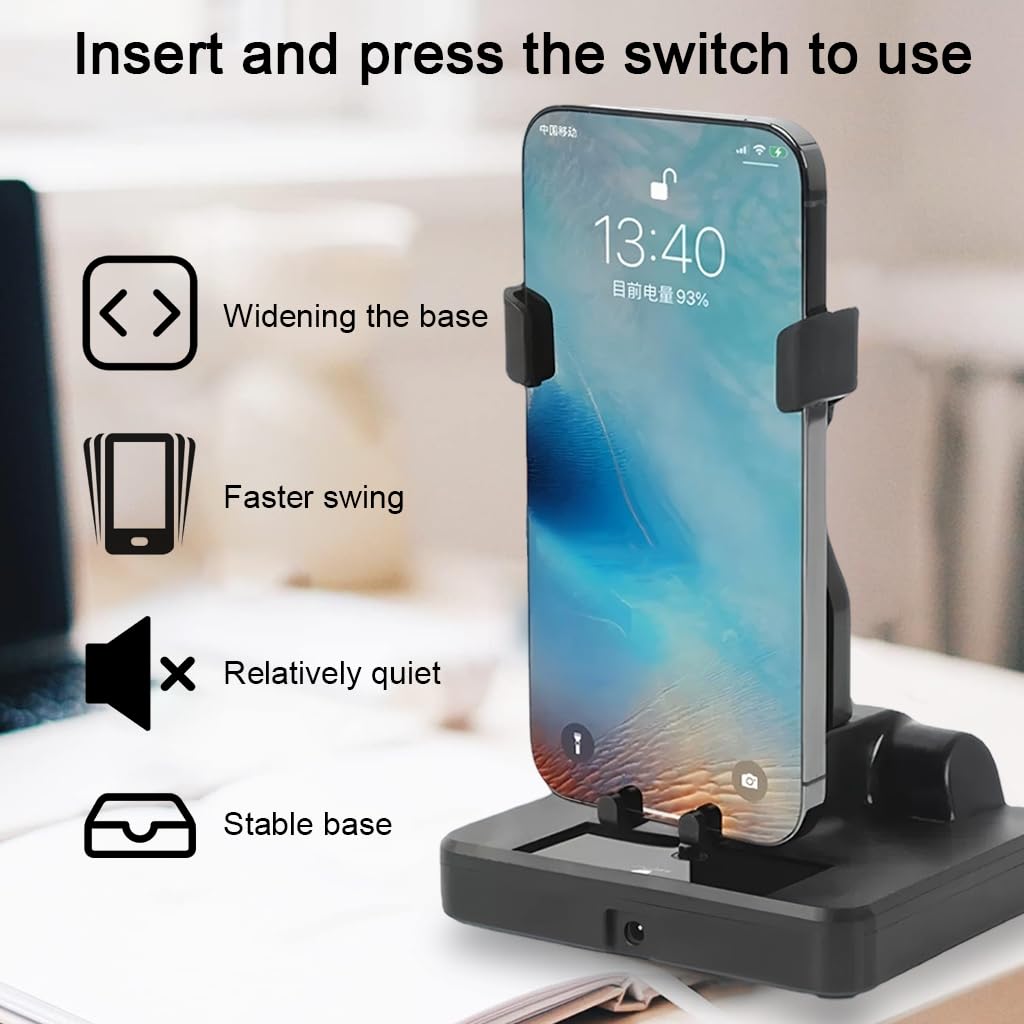 Phone Shaker for Steps Compatible with Poké-mon GO Stepper Shaker for 6.5'' Phone and Below, Phone Swing Device with Switch, Silent Electric Step Simulator, USB Plug and Go