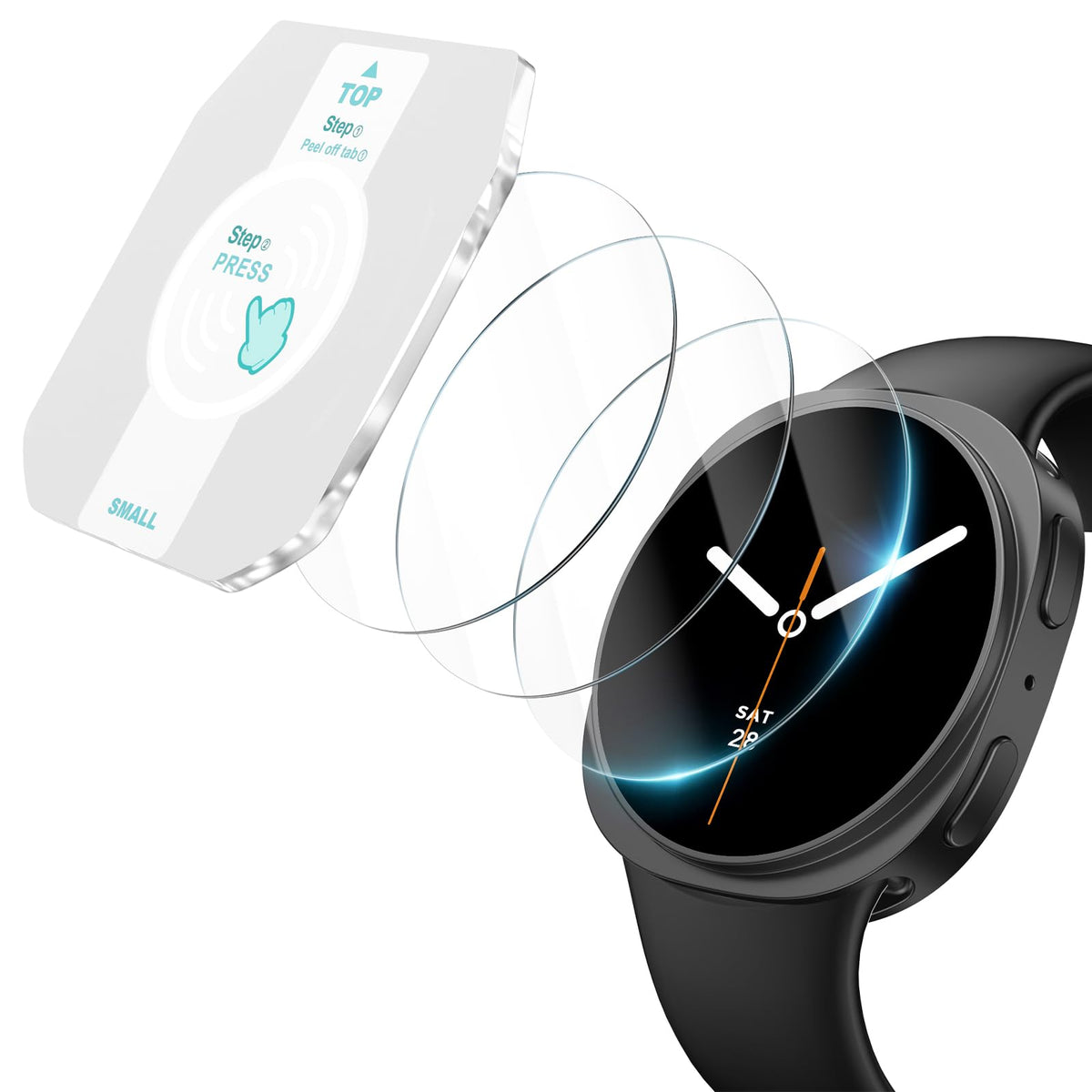 ZORBES® Compatible with Samsung Galaxy Watch 8, 40mm Smartwatch Protective Case & 3Pcs HD Tempered Glass Screen Protectors, Bubble Free Anti-glare Screen Protectors, Scratchproof PC Protective Frame