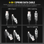 Verilux Type C Cable 4 in1 Fast Charging 65W with Spring Coiled Design and 480Mbps Data Transfer