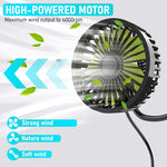 Verilux USB Fan for Car Back Seat with 3 Speed Flexible Arm and Headrest Mount | Plug and Play