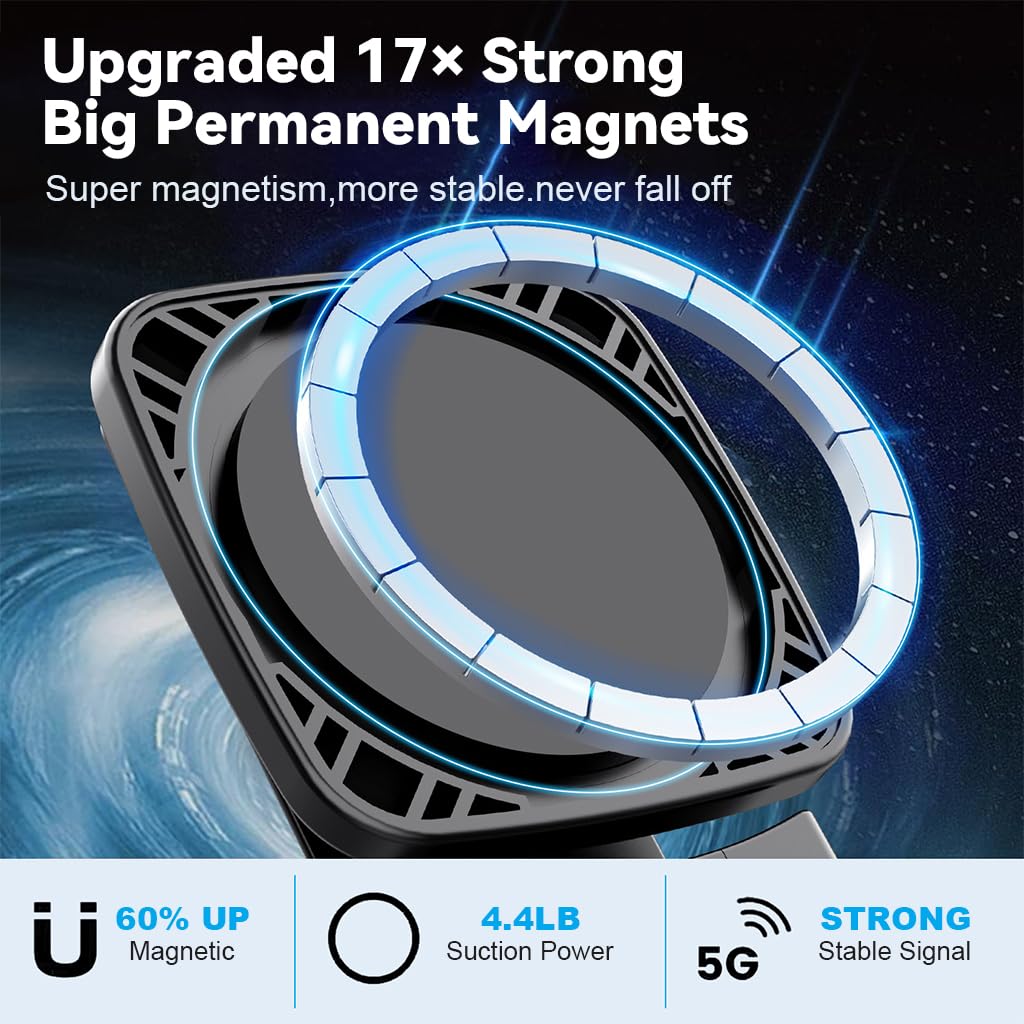 Verilux® Mobile Phone Stand, 360° Rotatable Mag-netic Phone Holder, Easy Clip On Phone Holder As Travel Accessories, Folding Travel Mag-netic Phone Holder for Desk, Airplane Seat Tray, Car Seat