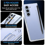 ZORBES® Phone Case for Samsung Galaxy Z Fold 5 Fashion Bi-fold One-Piece PC Phone Case with HD Transparent 6.3-inch Front Display Cover & Intergrated S Pen Holder