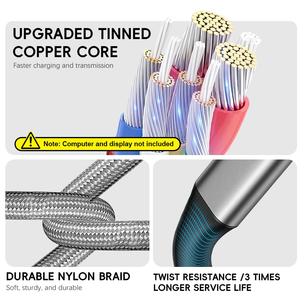 Verilux USB C Extension Cable 0.5M for Charging and 4K Video | PD 100W with Metal Connector