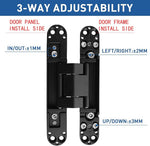Serplex® 2Pcs Hidden Door Hinges for 25mm Thickness Door, Invisible Quiet Cabinet Hinges, Heavy-Duty Alloy Steel Concealed Hinges for Large Doors, Supports 20KG, 0.59'' Leaf Width, 2.75" Leaf Hight