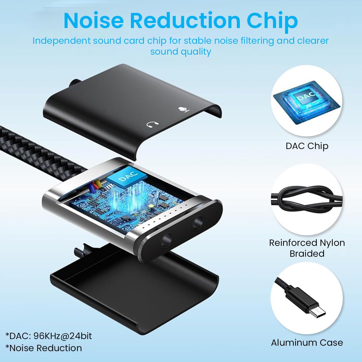 Verilux USB C to 3.5mm Jack Audio Adapter for Gaming and Calls featuring Dual Splitter Design