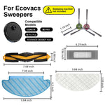 Verilux Replacement Accessories for Ecovacs Deebot N10 OZMO T8 T9 PRO AIVI | 3 pcs set with main brush side brushes filters and mop pads