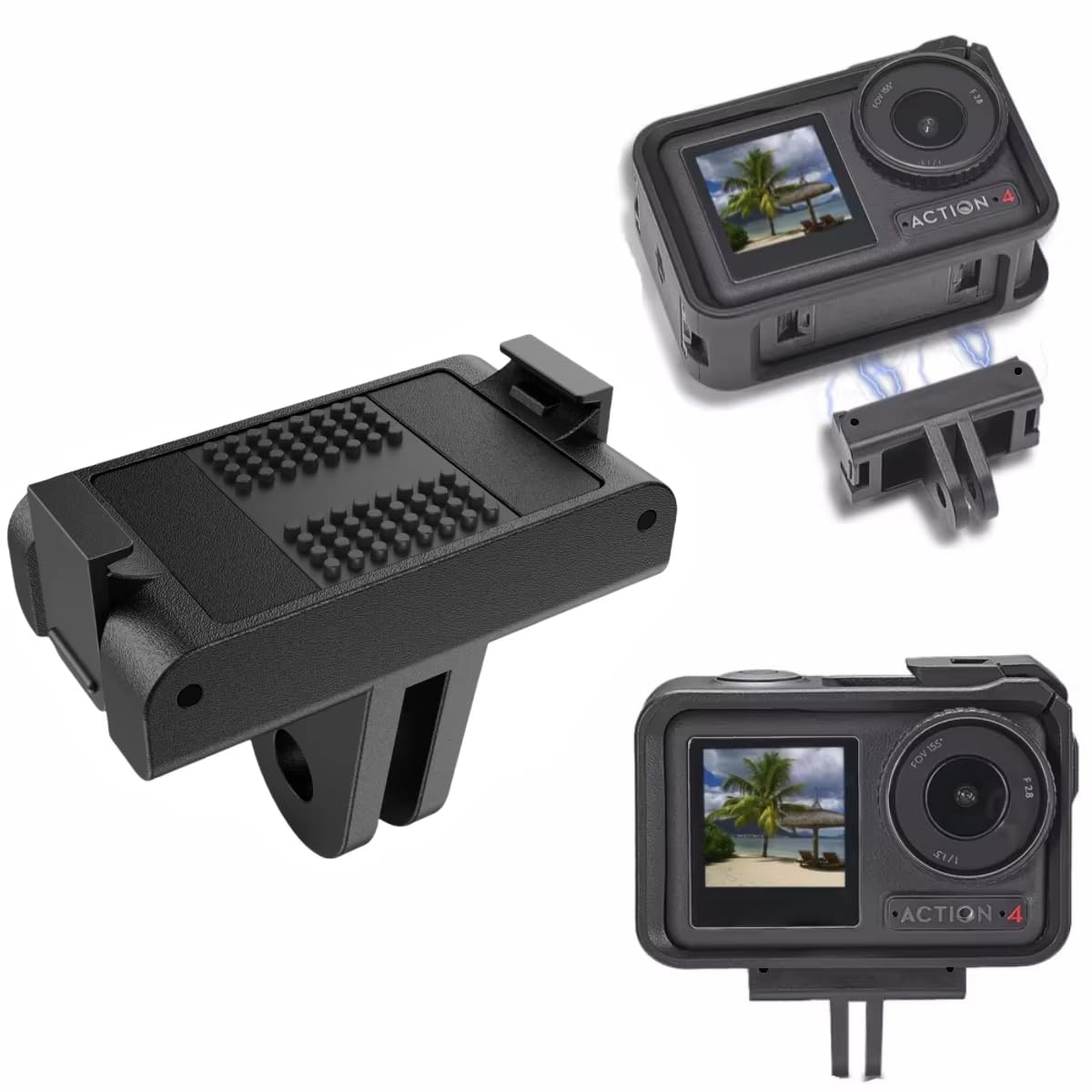 ZORBES® Magnetic Adapter Mount for DJI Action 5pro/4/3 Quick Release Adapter with Connection Adapter, for DJI Accessories, Attachable Tripod, Vlogging