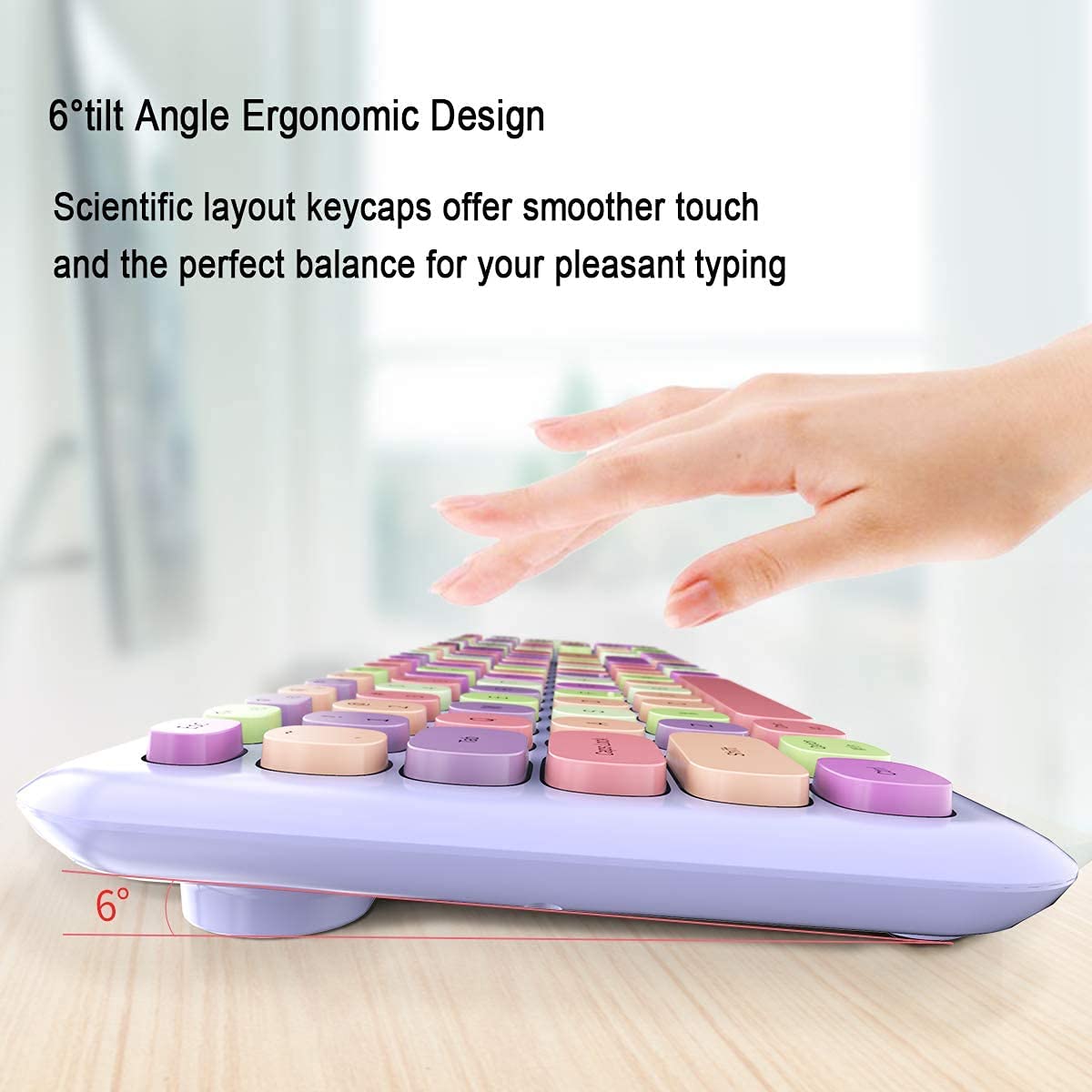 Verilux Wireless Keyboard and Mouse Combo with 110 Keys and Cleaning Brush | Purple Gift for Girls