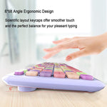Verilux Wireless Keyboard and Mouse Combo with 110 Keys and Cleaning Brush | Purple Gift for Girls