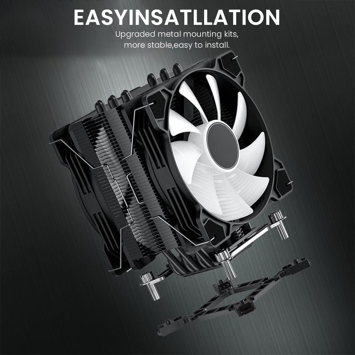 Verilux ARGB CPU Air Cooler with Dual 120mm PWM Fans and 6 Copper Heat Pipes | Intel & AMD