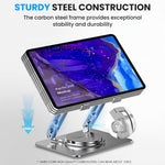 ZORBES® 360 ° Rotating Laptop Riser Stand, Carbon Steel Adjustable Laptop Holder Ergonomic Desk Support, Anti-Slip & Heat Dissipation Design, Folding Travel Notebook Stand with for Desk & Office