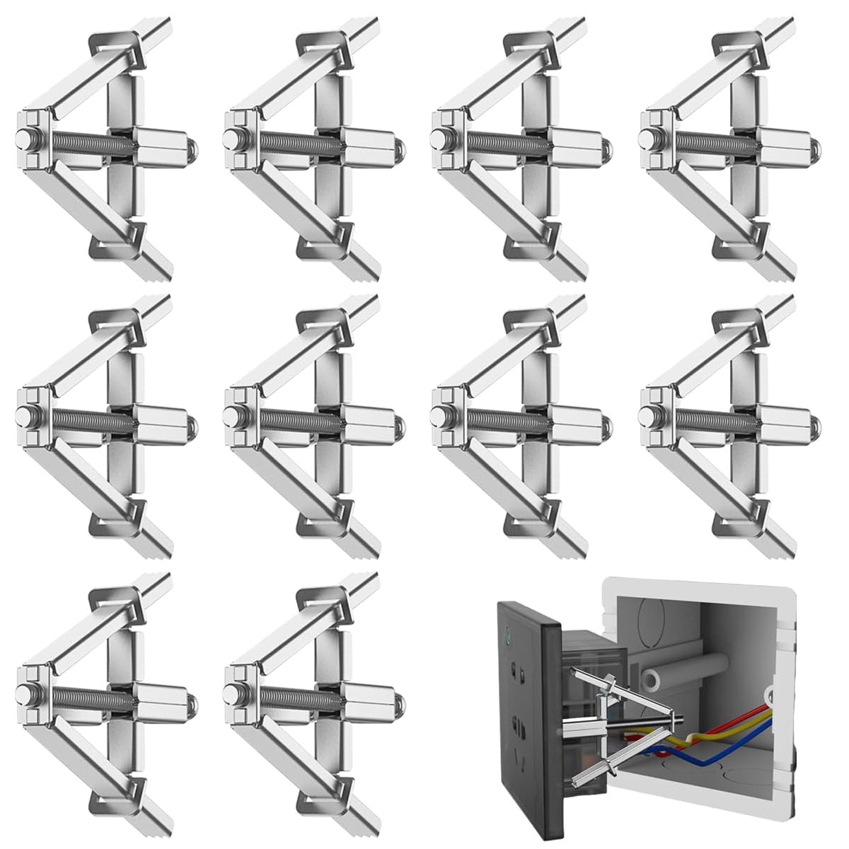 Serplex® Cotton 10Pcs 86/118 Type Switch Socket Cassette Repair, Electrical Box Screws Support Rod Switch Universal Outlet Repairer Wall Mount Switch Box Repair Tool, 48 mm, 4.5 cm