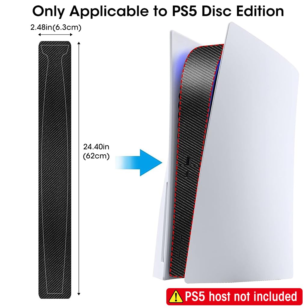 ZORBES® PS5 Console Middle Sticker PVC Stylish Carbon Fiber Pattern Middle Skin Sticker Anti-Scratch PS5 Console Skin Sticker for Console Center Part Self-Adhesive Middle Skin Sticker for PS5 Console