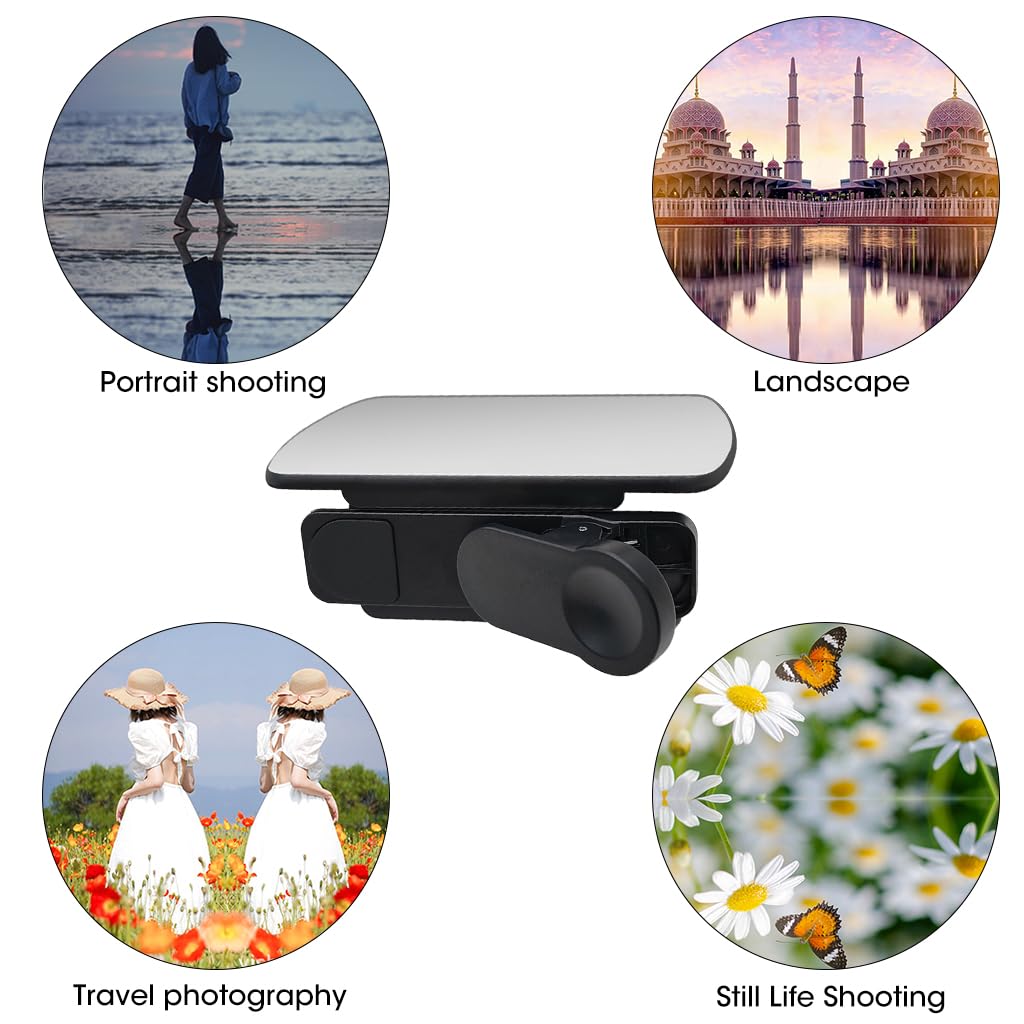 Zeitel® Smartphone Camera Reflection Mirror Clip Kit Mobile Phone Reflective Shooting Clip Sky Mirror Mobile Phone Reflective Camera Clip Reflector Adjustable Phone Camera Mirror Reflection Clip Kit