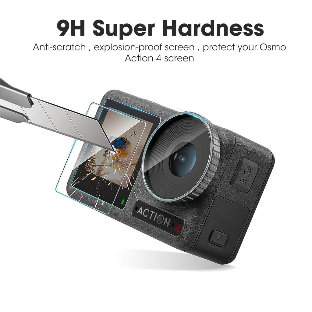 Verilux Screen Protector for DJI Osmo Action 3 with 9H Tempered Glass 0.3mm Shield | Set of 6