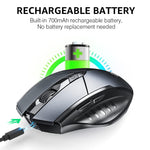 Verilux Wireless Mouse Rechargeable, Ergonomic USB 2.4G Cordless Mice PC Laptop Computer Mouse with 6 Buttons, 1600DPI 3 Adjustment Levels for Windows Mac MacBook Linux