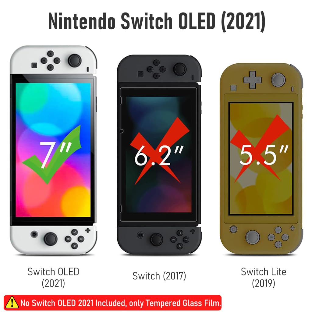 ZORBES® Tempered Glass Film for Switch OLED 2021, Anti-Scratch HD Tempered Glass Film Screen Protection HD Anti-Glare Protection Film for Switch OLED 2021, 3pcs, No Switch OLED 2021 Included