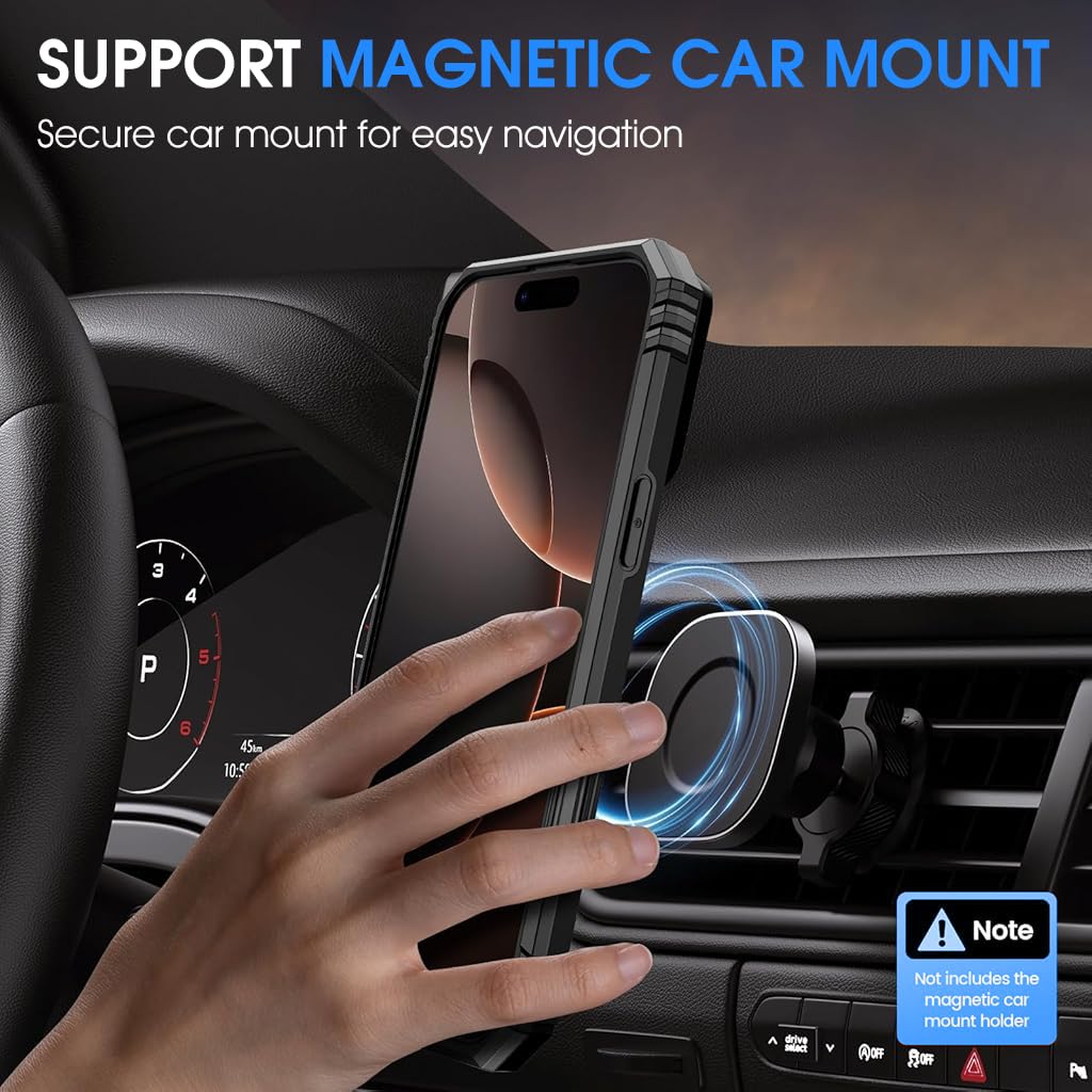 ZORBES® Phone Case with Stand for iPhone 16 Pro with Camera Protection, Heavy Duty Shockproof Protective iPhone 16 Pro Case, TPU iPhone 16 Pro Back Cover with Slide Camera Cover