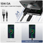 Verilux USB C Cable for Fast Charging and Data Transfer featuring 16.4ft Nylon Braided Design | 3 PCS