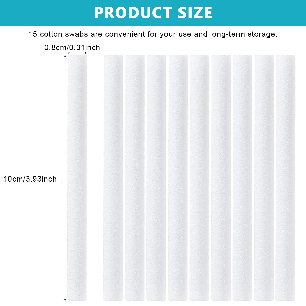 Verilux Cotton Swabs for Humidifiers, 15pcs Humidifier Cotton Stick Water Absorbent Cotton Bar, Universal 3.93'' Cotton Stick for Most Humidifier