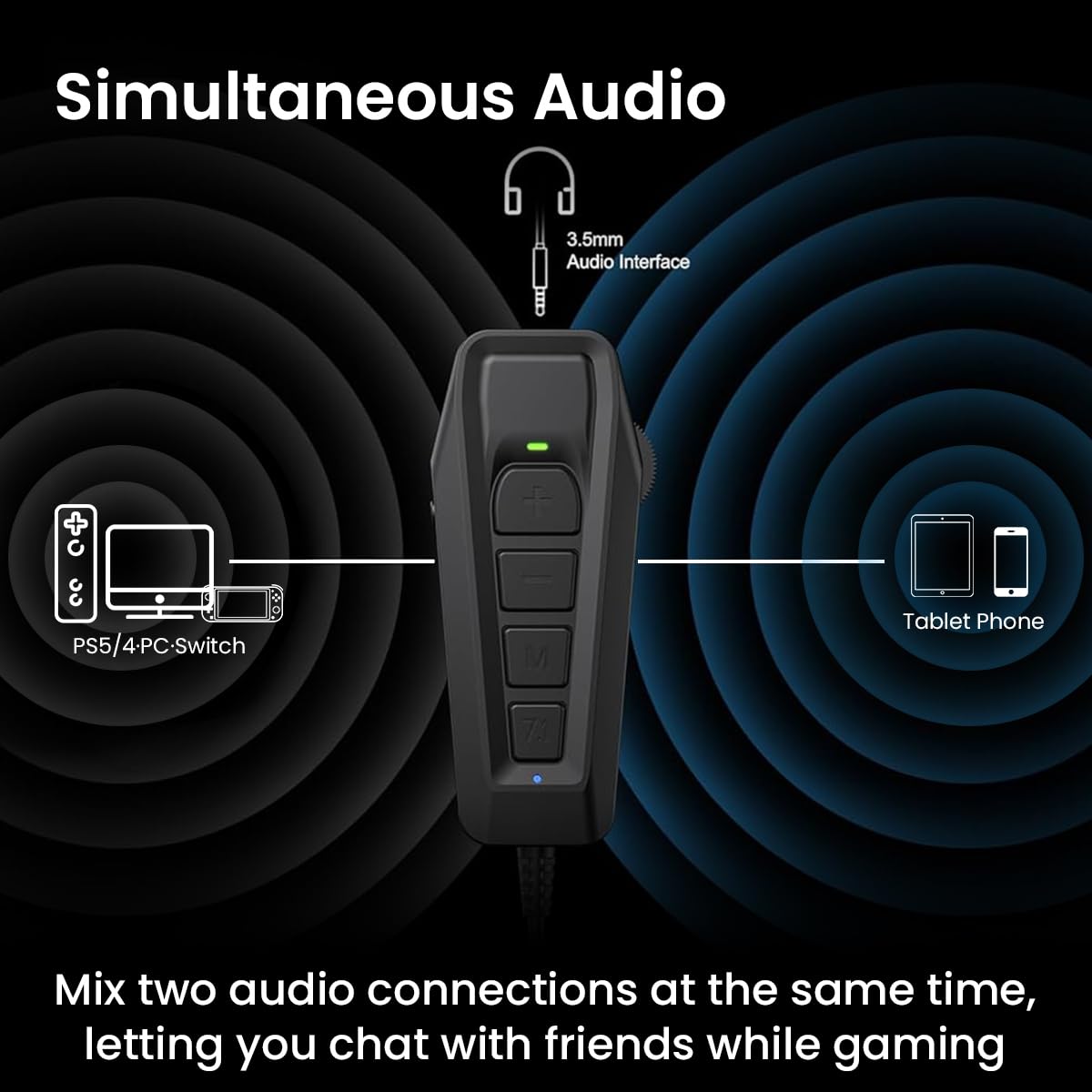 Verilux USB External Sound Card for Gaming and Chat featuring 7.1 Surround Sound | Dual Audio Streams for PS5 PS4 PC