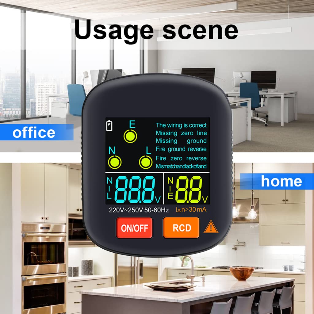 ZORBES® EU Plug RCD Socket Voltage Tester with Automatic Display Voltage and Leakage Check Battery,Powered Wall Plug for Neutral Line Wire Live Voltage