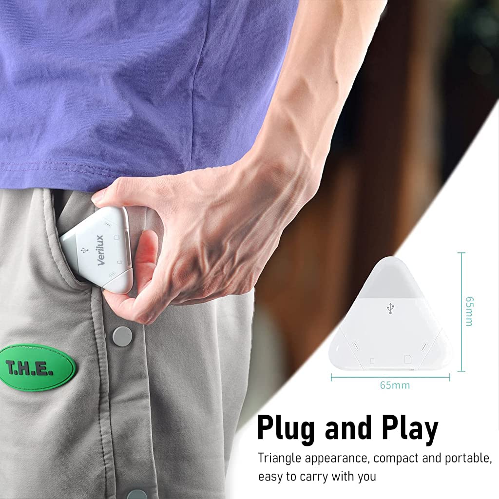 Verilux SD Card Reader 3 in 1 Micro SD Card Reader with Light-ning, USB A, Type-C Interface, OTG Card Reader with Magnetic Cap Memory Card Reader Compatible with iPhone, iPad, MacBook, PC, Tablet