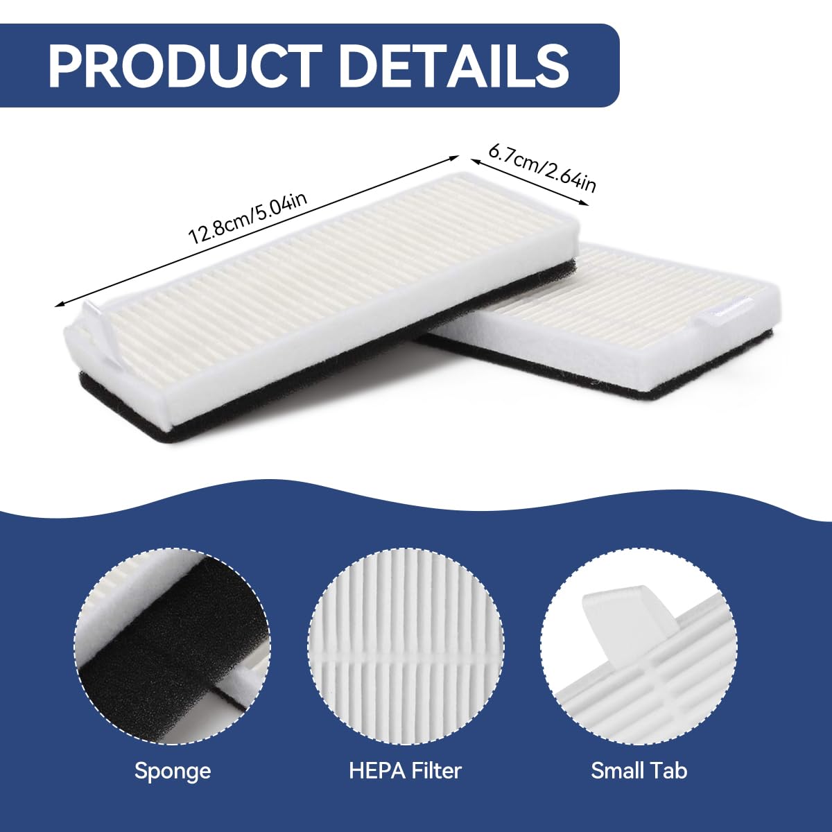 Verilux Replacement Filters for Ecovacs Deebot Y1 Pro featuring tailored fit pack of 4