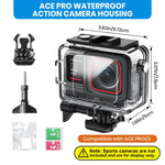 ZORBES® Waterproof Case with Anti-Fog Insert for Insta360 Ace Pro 1/2 Action Camera, Underwater Housing Shell Cage Supports 60M/196FT Deep Diving Scuba Snorkeling Swimming with Quick Release Screw