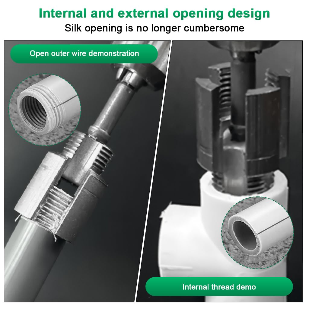 Serplex® 2Pcs Pipe Threading Die Heads for Electric Drill Use, 1/2" NPT & 3/4" NPT Pipe Threader Heads with Hex Shanks, Aluminum Alloy Plumbing Threading Die Heads