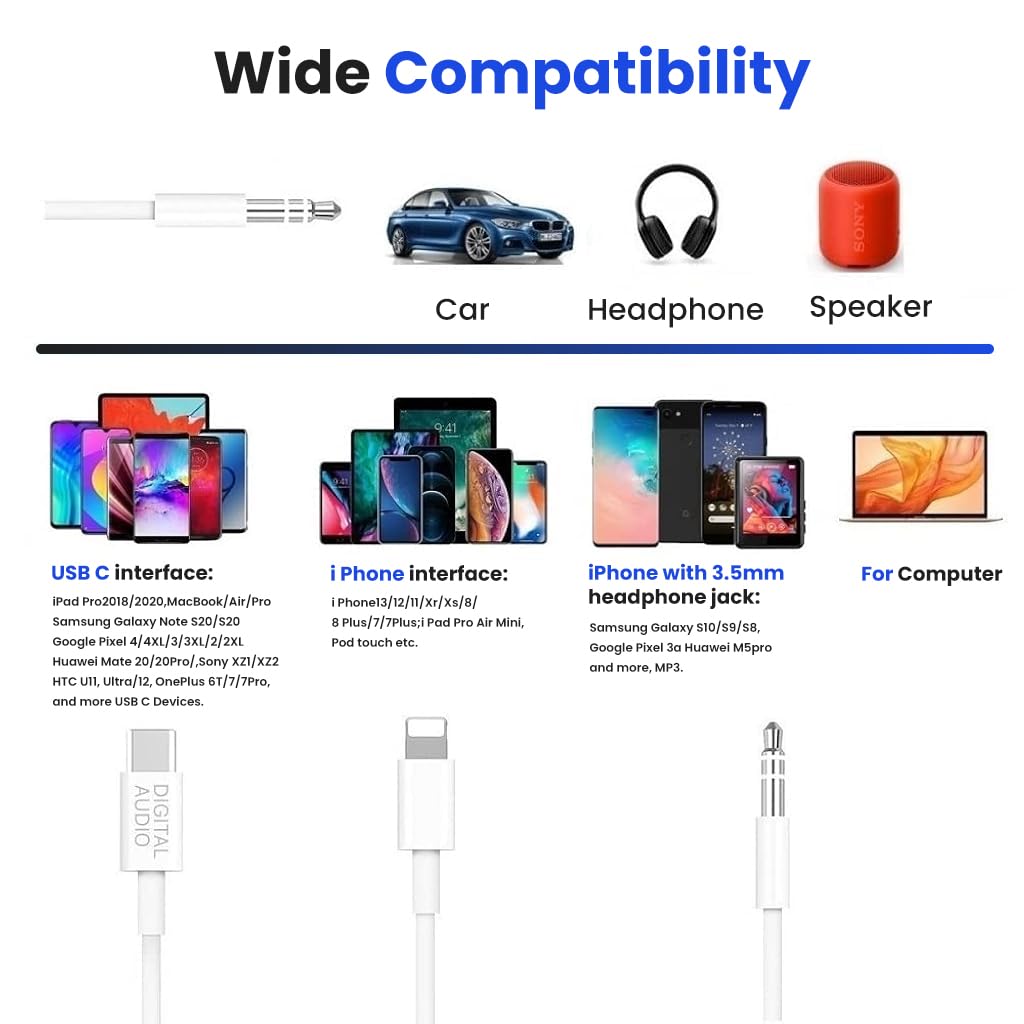 Verilux Audio Aux Cable for Phones and Speakers with 16.4 ft Length and Braided Cord | 24K Gold‑Plated Connectors