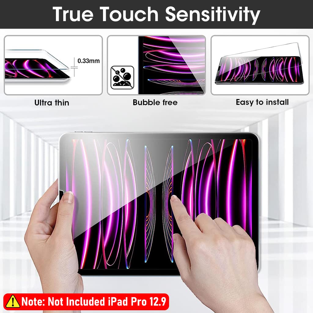 ZORBES® 2pcs Tempered Glass Screen Protector for iPad Pro Anti-scratch Screen Film with 2pcs Camera Protection Cover Compatible with iPad Pro 12.9 Inch 6th/5th/4th Generation 2020-2022