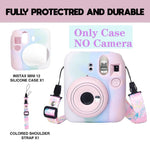 ZORBES® Camera Case for Fujifilm Instax Mini 12 Soft Silicone Protective Case with Print Shoulder Strap, Anti-Scratch for Fujifilm Instax Mini 12 Camera Case Cover (Without Camera)