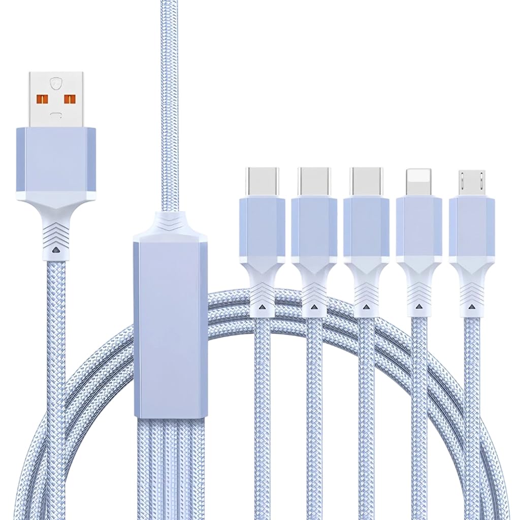 Verilux 5 in 1 Type C Cable for Travel and Multi Device Charging with 100W PD and 3.9ft Nylon Braided Design