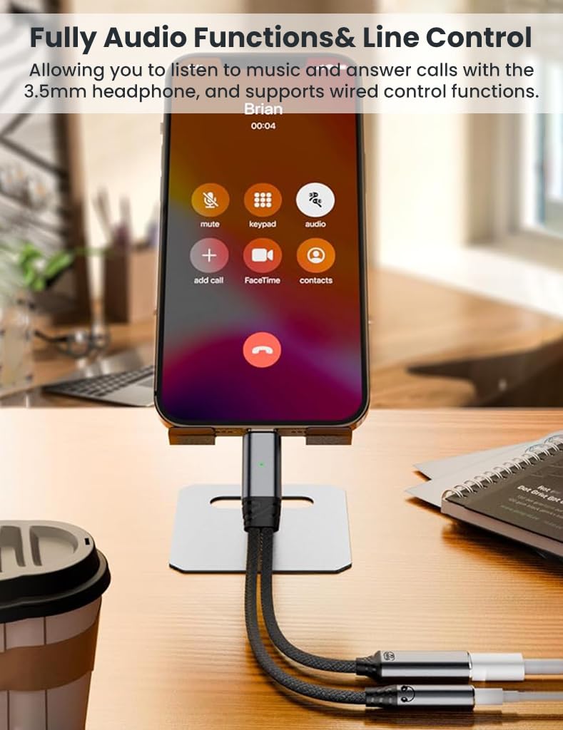 Verilux Type C to 3.5mm Adapter with PD 100W Charging and Dual Port Design | for USB-C Devices