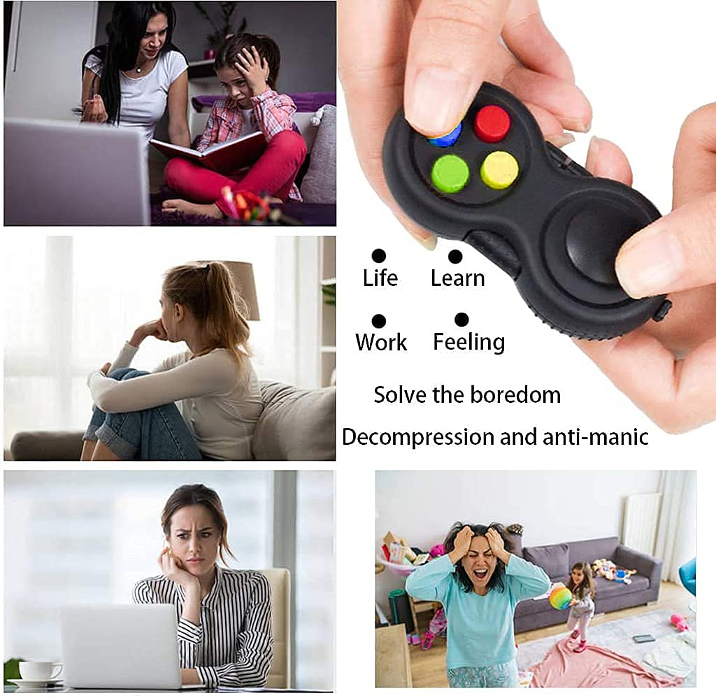 Verilux Fidget Pad Toys with 8-Fidget Functions 2nd Generation Fidget Toy Controller Stress Reducer Hand Shank Fidget Cube Perfect for Release and Anxiety Relief Pop it Fidget