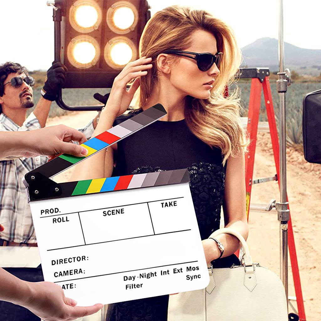 Verilux Clapper Board for Filmmaking and Photography with Magnetic Strips | 12x10in Acrylic Slate